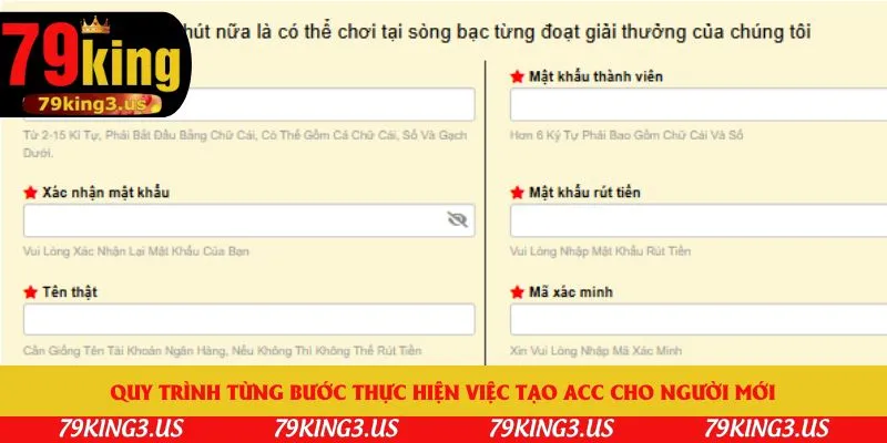 Quy trình từng bước thực hiện việc tạo acc cho người mới